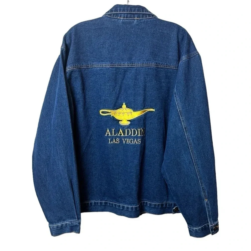 Vintage 90’s Aladdin Las Vegas Casino Genie Lamp Jean Jacket Mens Size‎ L